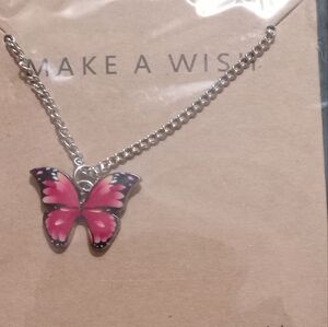 Pink Butterfly Pendant Necklace